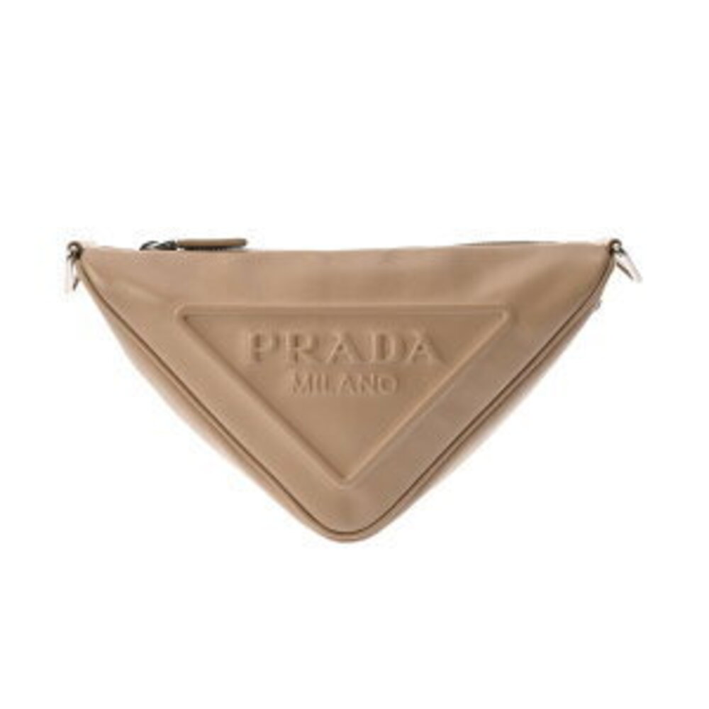 Prada Triangle Beige Leather Shoulder Bag